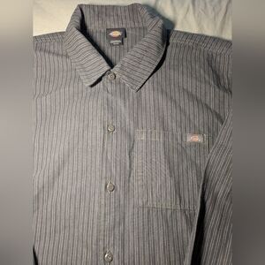 Dickies Lima Loose Fit Pinstripe Cotton Twill Button-Up Shirt Size 2XL